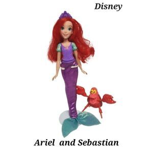 Disney Ariel Mermaid Doll With Sebastian Figure Set